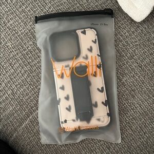 Wallis iPhone 13 Pro Case - Black Heart Pattern